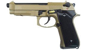 Страйкбольный пистолет WE BERETTA M92F, CO2, Койот, металл, WE-M008-T-M9A1-CO2